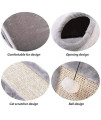 SJINC Cat Cave Bed & Scratcher Pads Soft Lining Triangle Kitten House with with Fluffy Ball Hanging and Sisal Clawing Board Scratch Pad, Gray, Small