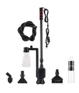 AQQA Aquarium Gravel Cleaner Siphon Kit,6 in 1 Electric Fish Tank Automatic Removable Vacuum Water Changer,Multifunction Wash Sand Filter Water Circulation 110V 60Hz/ 20W 320GPH