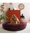 Petprime Soft Round Dog Bed Circle Fluffy Warm Nuture Bed for Dogs Calming Dog Doughnut Bed Orthopedic Washable Circular Dog Bed Anti Anxiety Donut Doggy Bed for Small Medium and Large Dog