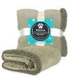 PetAmi Waterproof Dog Blanket for Bed Couch Sofa | Waterproof Dog Bed Cover for Large Dogs| Grey Sherpa Fleece Pet Blanket Furniture Protector | Reversible | Queen 90 x 90 (Taupe/Taupe)