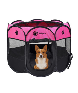 Mile High Life Foldable Dog Playpen Portable Dog Crate W Removable Shade Cover Dog Kennel Indooroutdoor W Carry Case Pen Tent For Dogcatrabbit(Hot Pink, Small (29X29*17))