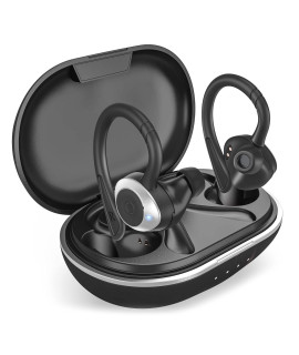 Comiso Wireless Earbuds, True Wireless In Ear Bluetooth 50 With Microphone, Deep Bass, Ipx7 Waterproof Loud Voice Sport Earphones With Charging Case For Outdoor Running Gym Workout (Black)