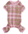 Lanyarco Pink Plaid Pet Dog Pajamas Shirt for Pet girls Small Back Length 12
