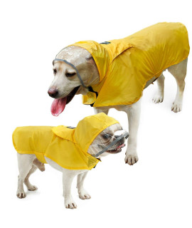 Pet Raincoat Packable Hooded Dog Rain Jacket Reflective Strips Lightweight Adjustable Poncho for Small Medium Large Dogs Yellow M