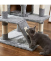 BRANDES Cat Tree Tower Apartment, with Sisal Rope Grab Post Double Room Pet Cat Game House Suitable for All Cats Tree Apartment (Gray)