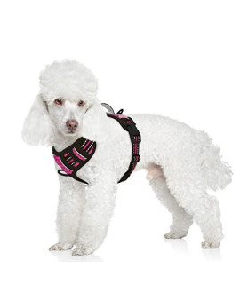 BARKBAY No Pull Dog Harness Front Clip Heavy Duty Reflective Easy Control Handle for Large Dog Walking with ID tag Pocket(Pink/Black,S)