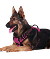 BARKBAY No Pull Dog Harness Front Clip Heavy Duty Reflective Easy Control Handle for Large Dog Walking with ID tag Pocket(Pink/Black,XL)