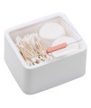 Tecbeauty 2 Slot cotton Swab Ball Qtip Holder Jar Plastic container Dispenser Box with Hinged Lid for Bathroom Home Storage Organizer