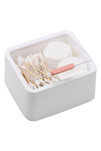 Tecbeauty 2 Slot cotton Swab Ball Qtip Holder Jar Plastic container Dispenser Box with Hinged Lid for Bathroom Home Storage Organizer