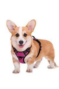 BARKBAY No Pull Dog Harness Large Step in Reflective Dog Harness with Front Clip and Easy Control Handle for Walking Training Running with ID tag Pocket(Pink/Black,M)