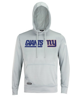 New Era NFL Mens cool grey gametime Pullover Performance Hoodie, Pro Football Sweatshirt, New York giants, Medium