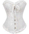 Shymmuo Womens White Corset Satin Strapless Boned Overbust Sexy Fashion Bustier Corset Tops S