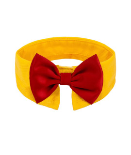 ZTON for Little Puppy, Handcrafted Adjustable Formal Pet Bowtie collar Neck Tie for Dogs & cats (L, Yellow+Red)