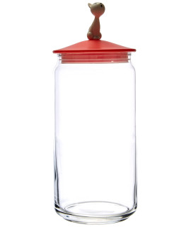 Alessi Ammi22 Ro Miajar Jar For Cat Food In Glass With Lid In Thermoplastic Resin One Size Red Orange