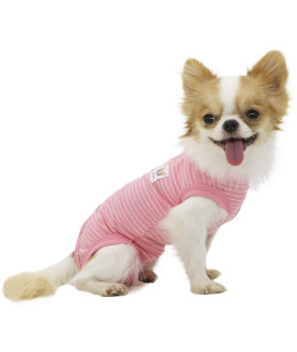 LOPHIPETS girl Dog Shirts Recovery Suit Pajamas for Bichon Fox Terrier Shih Tzu-Pink StripsXL