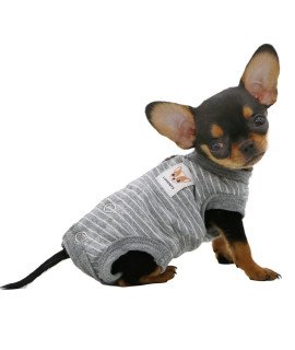 LOPHIPETS girl Dog Shirts Recovery Suit Pajamas for Small Teacup Dog chihuahua Yorkie Puppy cat clothes-gray StripsXXS