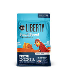 BIXBI Liberty Small Breed Grain Free Dry Dog Food, Chicken, 4 lbs - Fresh Meat, No Meat Meal, No Fillers - Gently Steamed & Cooked - No Soy, Corn, Rice or Wheat for Easy Digestion - USA Made