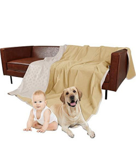 W-ZONE Waterproof Dog Bed Cover Pet Blanket for Furniture Bed Couch Sofa Reversible (4060, Star-Sand+Beige)