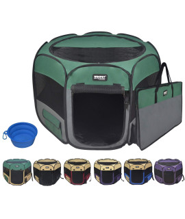 WINiPET 2-Door Folding Soft Pet Playpen (2 Year Warranty), Plus Carrying Bag and Food Grade Silicone Bowl, 10-Size and 12-Color Portable Dog Cat Playpen, Exercise Pen, Indoor & Outdoor Pet Home