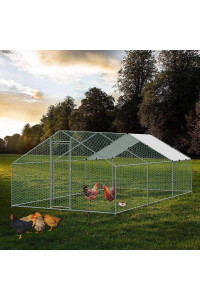 Large chicken coop Walk-in Metal Poultry cage House Rabbits Habitat cage Spire Shaped coop with Waterproof and Anti-Ultraviolet cover for Outdoor Backyard Farm Use (98 L x 197 W x 656 H)
