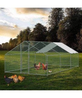 Large chicken coop Walk-in Metal Poultry cage House Rabbits Habitat cage Spire Shaped coop with Waterproof and Anti-Ultraviolet cover for Outdoor Backyard Farm Use (98 L x 197 W x 656 H)