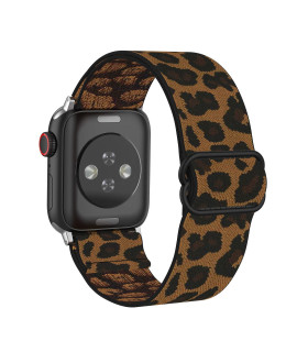 MITERV Stretchy Nylon Loop Bands compatible with Apple Watch 38mm 40mm 41mm djustable Soft Elastics Strap compatible with Apple Watch SE iWatch Series87 654321 38mm 40mm Leopard