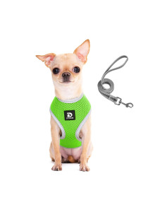 Puppy Harness And Leash Set - Dog Vest Harness For Small Dogs Medium Dogs- Adjustable Reflective Step In Harness For Dogs - Soft Mesh Comfort Fit No Pull No Choke (S, Light Green)