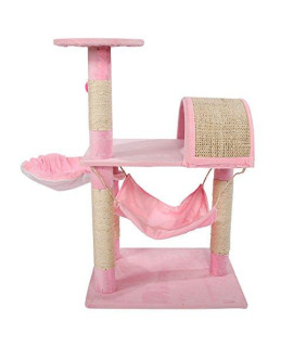 YYXQ Cat Tree Tower Large Cat Tree Apartment Stable Sisal Cat Climbing Frame Toy Scratched Cat Pet Playhouse (Pink)