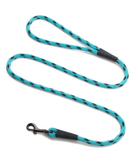 Mendota Pet Snap Leash - British-Style Braided Dog Lead, Made in The USA - Black Ice Turquoise, 3/8 in x 4 ft - for Small/Medium Breeds