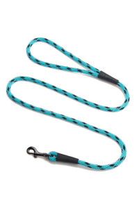 Mendota Pet Snap Leash - British-Style Braided Dog Lead, Made in The USA - Black Ice Turquoise, 1/2 in x 4 ft - for Large Breeds