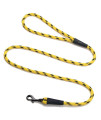 Mendota Pet Snap Leash - British-Style Braided Dog Lead, Made in The USA - Black Ice Yellow, 3/8 in x 4 ft - for Small/Medium Breeds
