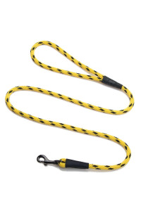 Mendota Pet Snap Leash - British-Style Braided Dog Lead, Made in The USA - Black Ice Yellow, 3/8 in x 4 ft - for Small/Medium Breeds