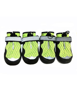 Xanday Dog Cotton Boots Warm Winter Dog Shoes Waterproof Dog Booties Paw Protectors with Reflective and Adjustable Straps and Wear-Resisting Soles,4PCS(Fluorescent Green,8)