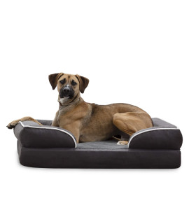 Brindle Orthopedic Memory Foam Pet Bed with Wrap Around Bolster - Plush Dog and Cat Bed - Removable Velvet Cover