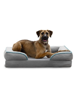 Brindle Orthopedic Memory Foam Pet Bed with Wrap Around Bolster - Plush Dog and Cat Bed - Removable Velvet Cover