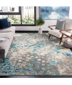 SAFAVIEH Madison collection 10 Square greyBlue MAD425E Boho Abstract Distressed Non-Shedding Living Room Bedroom Dining Home Office Area Rug
