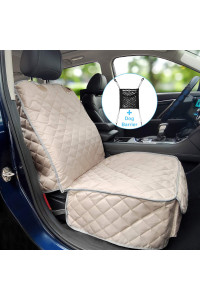 Bark Lover Deluxe Dog Seat cover for Front Seat-More Durable Waterproof Front Seat Protector, High Heat Resistant and Nonslip Front Seat cover for Dogs Kids, Universal Size (Beige)