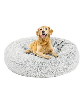 Round Dog Bed Improve Puppy Sleep Donut Cuddler Round Dog Bed SRound Dog Bed Sleep Donut Cuddler Dog Bed Super Soft Washable Dog Cat Cushion Bed (23''/30''/39''/47'') (39''X39'', Frost)