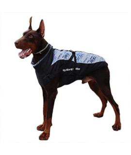 Dog Down Coat Waterproof Reflective Dog Jacket Winter Warm Dog Apparel for Cold Weather Medium Big Dog Vest, Back Zipper, Adjustable Size, Detachable Leash
