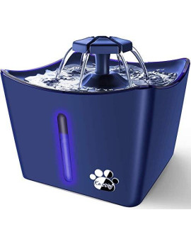 Pet Water Fountain, Large Cat Water Fountains, Whisper Quiet 3L/101oz Kitty Dog Animal Water Fountain, Automatic Cat Water Dispenser with LED Light, Coconut Shell Activated Carbon Filter, Blue