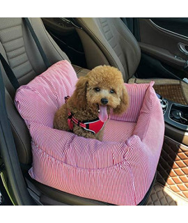 EOPCHYO Dog Car Seat, Dog Booster Seat Pet Travel Car Carrier Bed Cushion with Safe Belt and 2 Pockets, Home and Car Use, for Small and Medium Dogs, 55x50x35cm