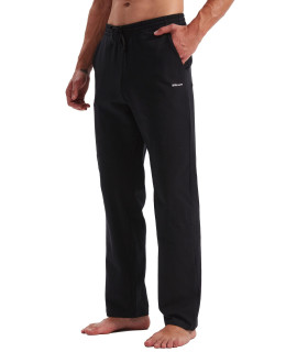Willit Mens Cotton Yoga Sweatpants Exercise Pants Open Bottom Athletic Lounge Pants Loose Male Sweat Pants With Pockets Black Xxl