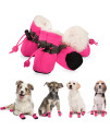 YAODHAOD Dog Shoes for Winter, Dog Boots Paw Protectors, Fleece Warm Snow Booties for Puppy with Reflective Strip Anti-Slip Rubber Sole for Small Medium Size Dogs,Size 3: 15x13 (LW),Pink