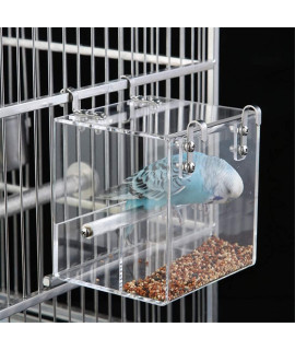 Automatic Bird Feeder No Mess Bird Cage Pet Feeder Seed Food Container for Parakeet Canary Cockatiel Parrot Finch Canary Acrylic (Large)