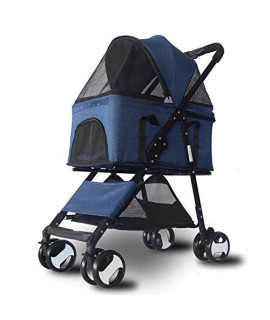 Na Qinghon Detachable Pet Carrier Stroller Foldable Cat Dog Travel Pushchair Trolley Front Swivel Wheels And Storage Basket Pet Car Seat Max Loading 20Kg100X 38 X 58 Cm Zqh (Color : Gray)