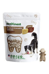 PetFinest Dental Crocodile for Dogs - with Calcium - Natural Grain-Free Gluten-Free Vegan Dog Dental Chew for Bone & Teeth Health - Dog Dental Tartar Teeth Cleaning Treats (Cheese Flavor)