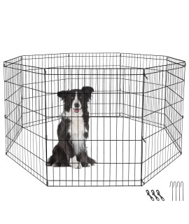 Epetlover 8 Panel 30 Inch Foldable Metal Exercise Dog Playpen, Wire Pet Play Pen Crate Indoor Outdoor Use