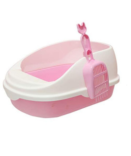 Wsaman Pet Cat Toilet Semi-Closed Cat Litter Bowl With Spill Prevention Non-Slip For Large Medium And Small Catspink