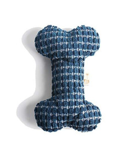 Glorisun Dog Bones Toys, Durable Plush Dog Toy Built-in Vocal Airbag, Pet Chew Dental Toy for Interactive Play Training and Fun (Dark Blue)