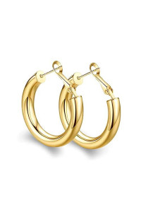 Thick Gold Hoop Earrings Lightweight Howllow Tube Hoops Chunky Gold For Women Hypoallergenic Big Earring 25Mm 30Mm 40Mm 50Mm